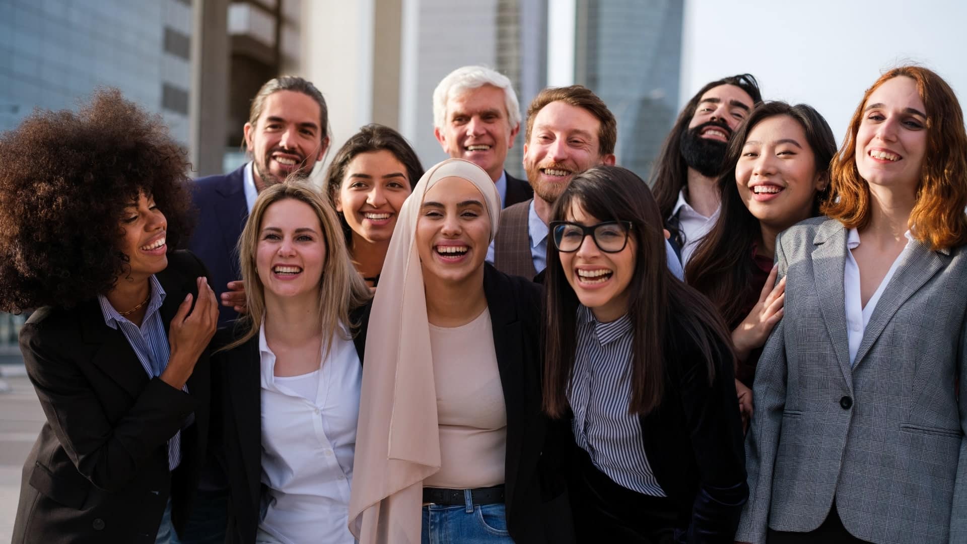 Gorup of smiling colleagues